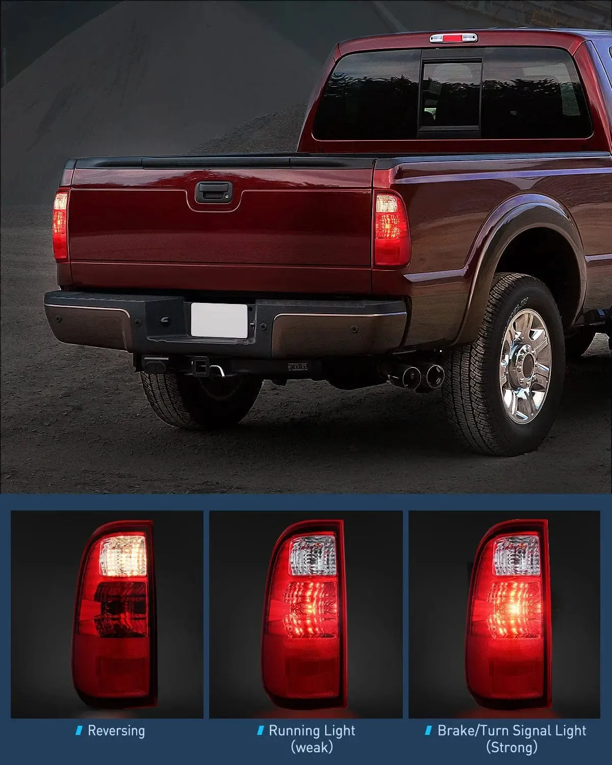 2008-2016 Ford F250 F350 F450 Super Duty Tail light Assembly Rear Lamp Replacement OE Style Driver Side