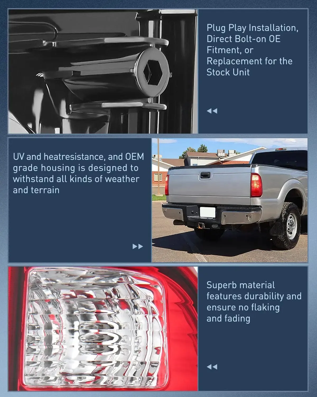 2008-2016 Ford F250 F350 F450 Super Duty Tail light Assembly Rear Lamp Replacement OE Style Driver Side