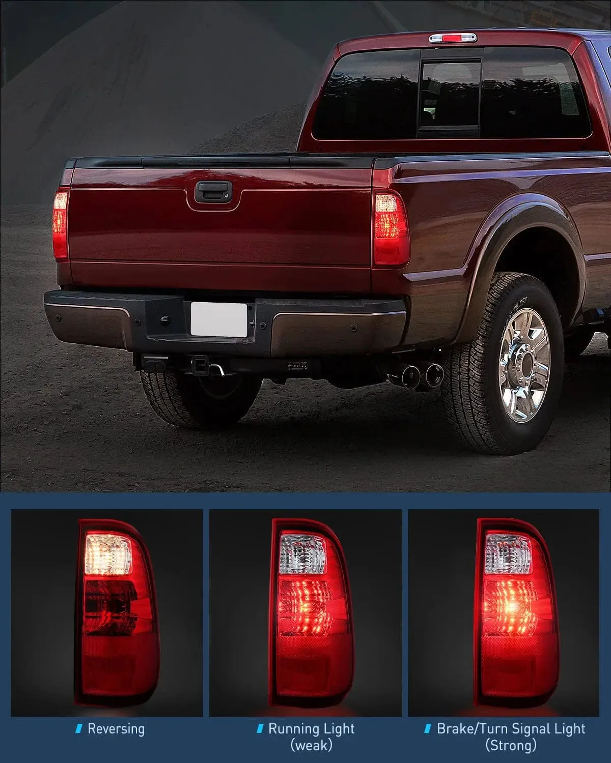 2008-2016 Ford F250 F350 F450 Super Duty Tail light Assembly Rear Lamp Replacement OE Style Passenger Side
