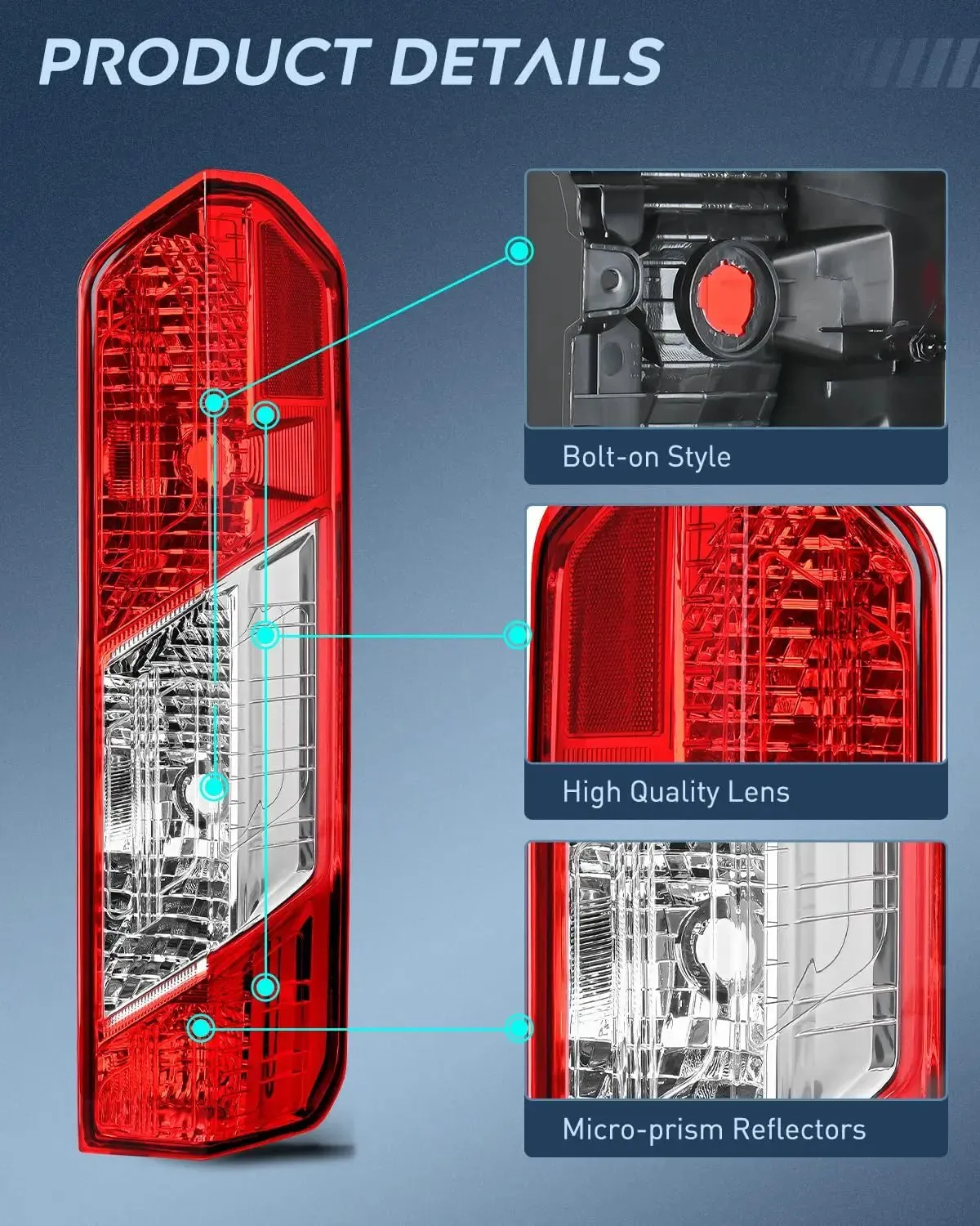 2015-2023 Ford Transit 150 250 350 350HD Tail light Assembly Rear Lamp Replacement OE Style Passenger Side