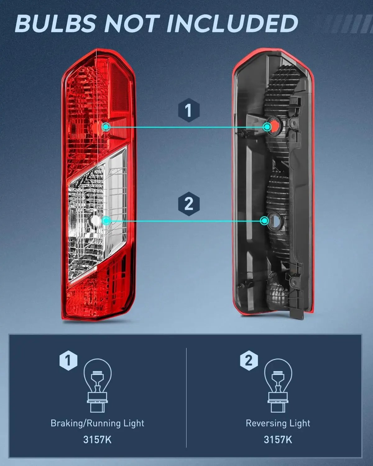 2015-2023 Ford Transit 150 250 350 350HD Tail light Assembly Rear Lamp Replacement OE Style Passenger Side