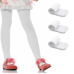 3 Children Girls Pantyhose Kids Tights Footed Ballet Stockings Dance White Small
