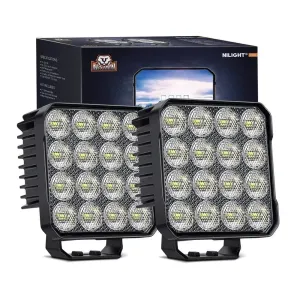 4.4 Inch 48W 4780LM Square Flood Built-in EMC LED Work Lights (Pair)
