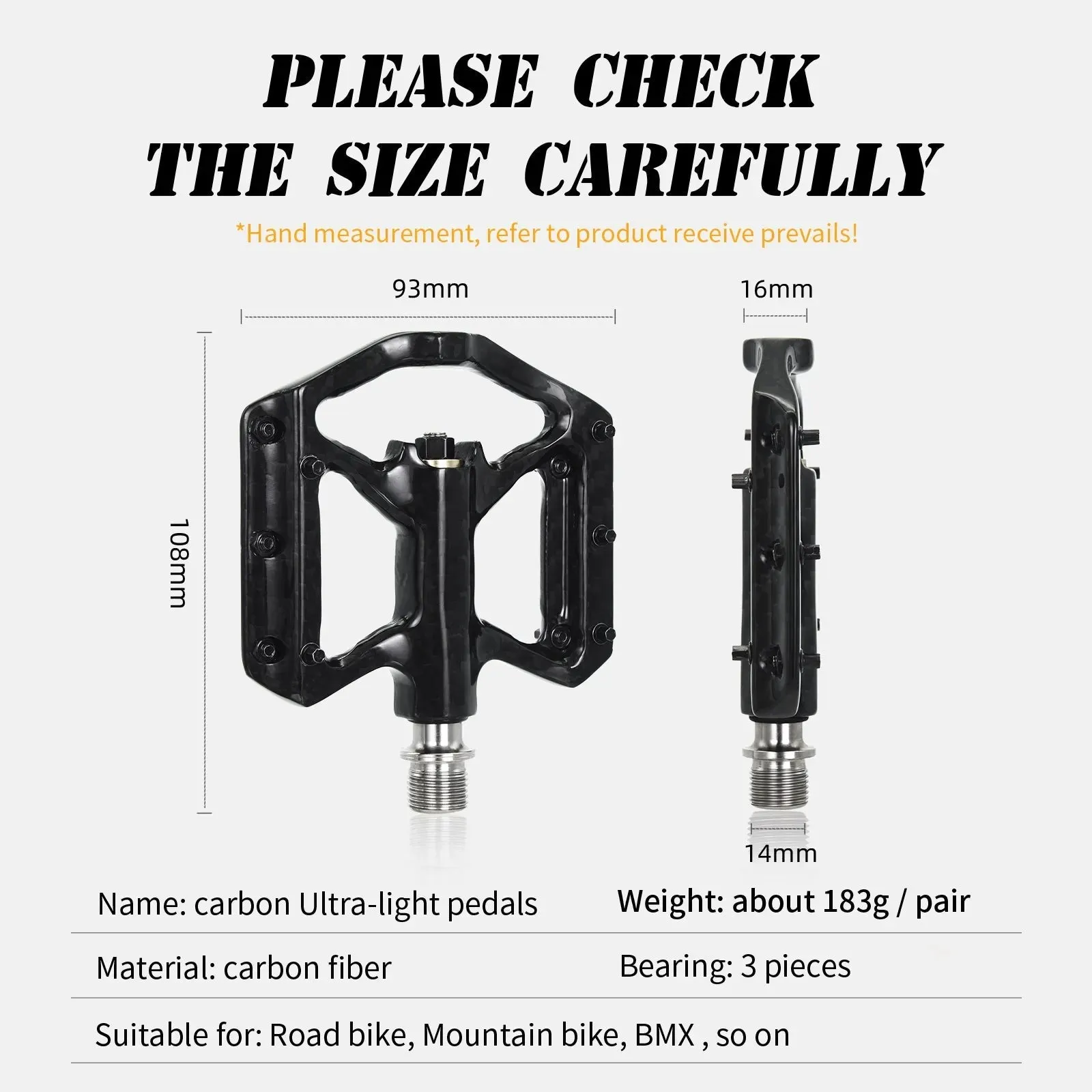 Carbon Fiber Mountain Bike Flat Pedals