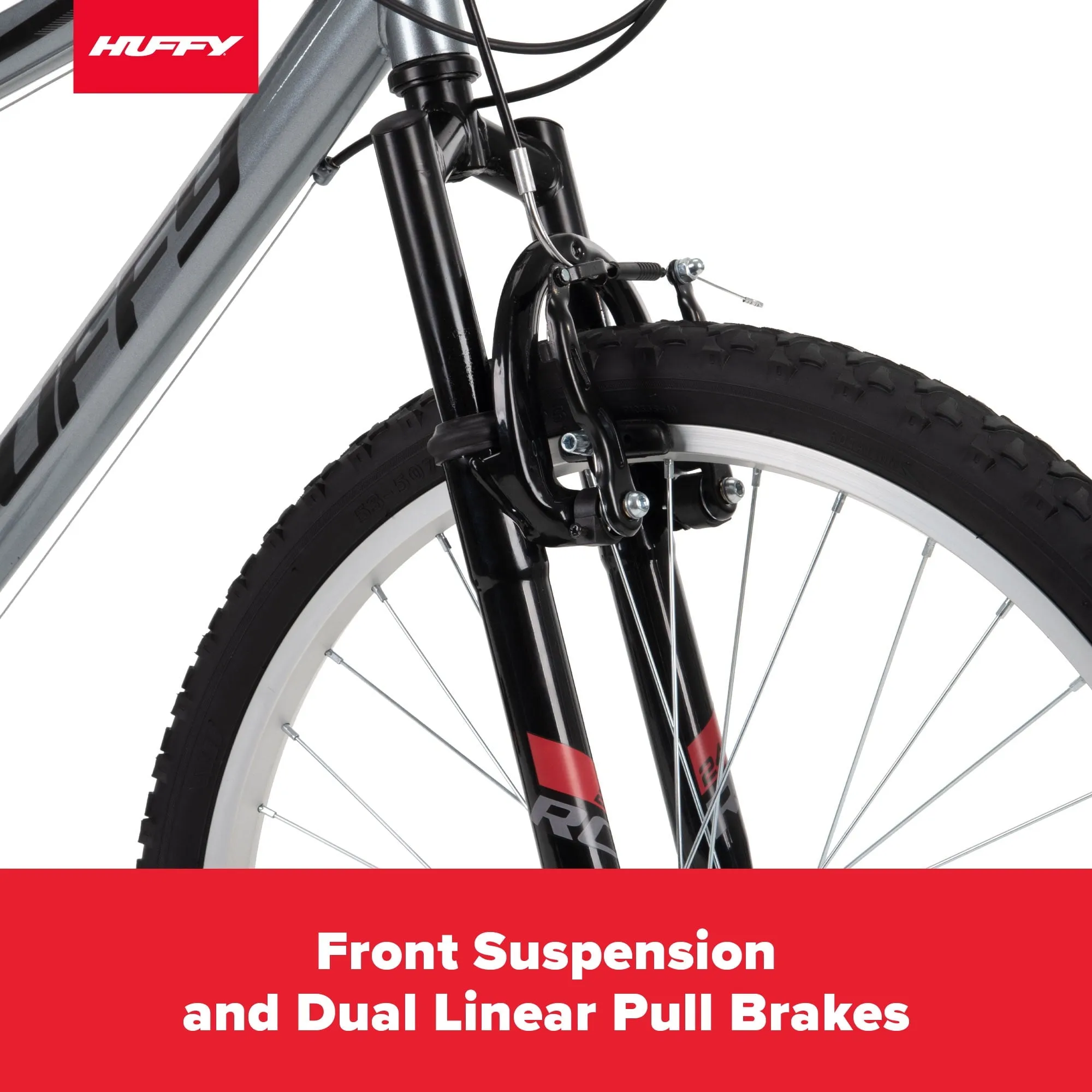 Huffy Rock Creek Mountain Bike, 24" Wheels, Adult Ages 13 , 18-Speeds, Grey