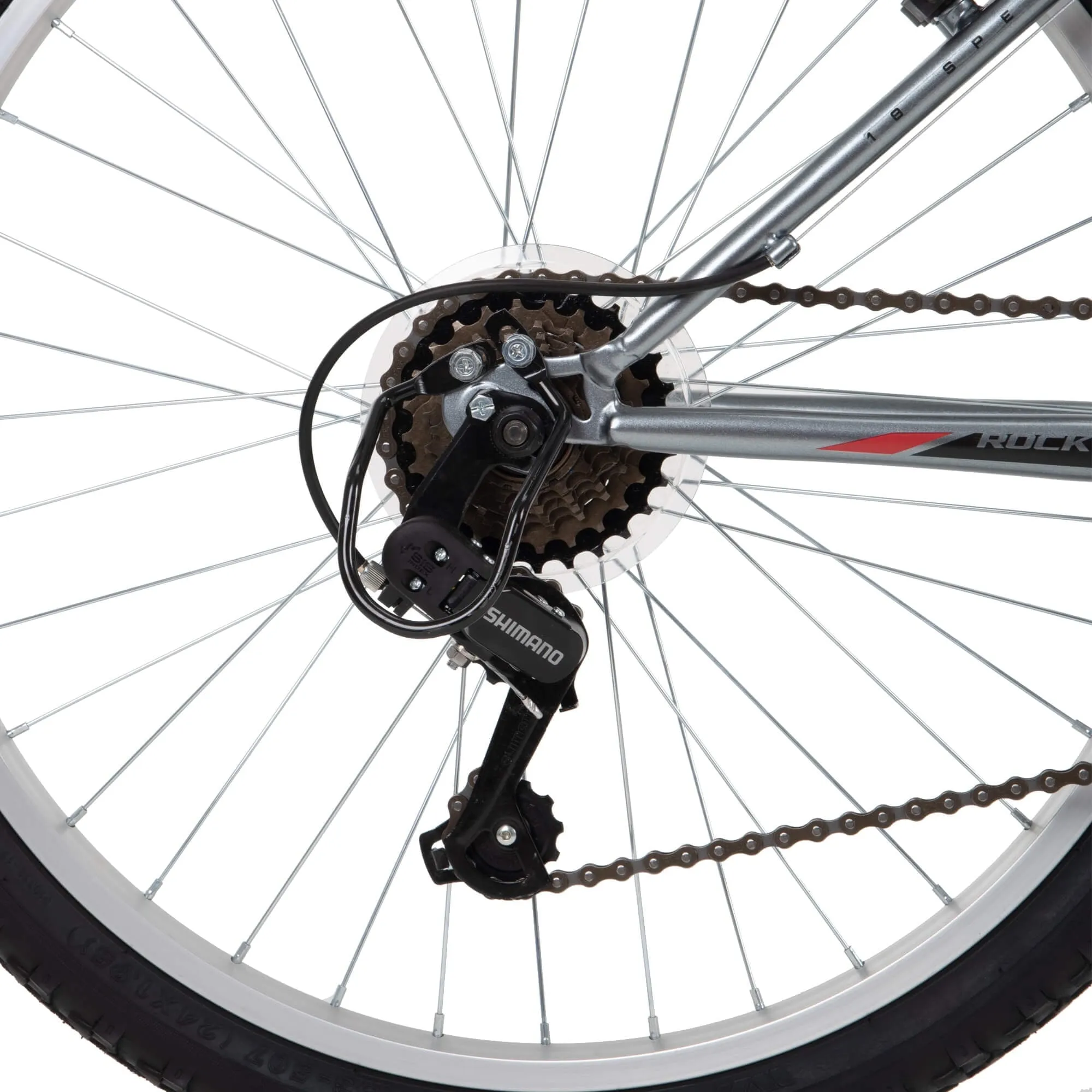 Huffy Rock Creek Mountain Bike, 24" Wheels, Adult Ages 13 , 18-Speeds, Grey