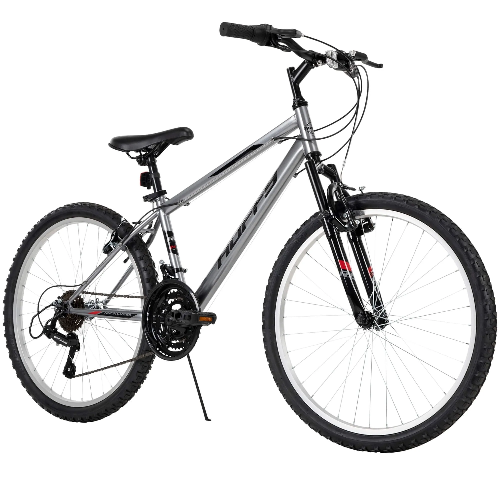 Huffy Rock Creek Mountain Bike, 24" Wheels, Adult Ages 13 , 18-Speeds, Grey