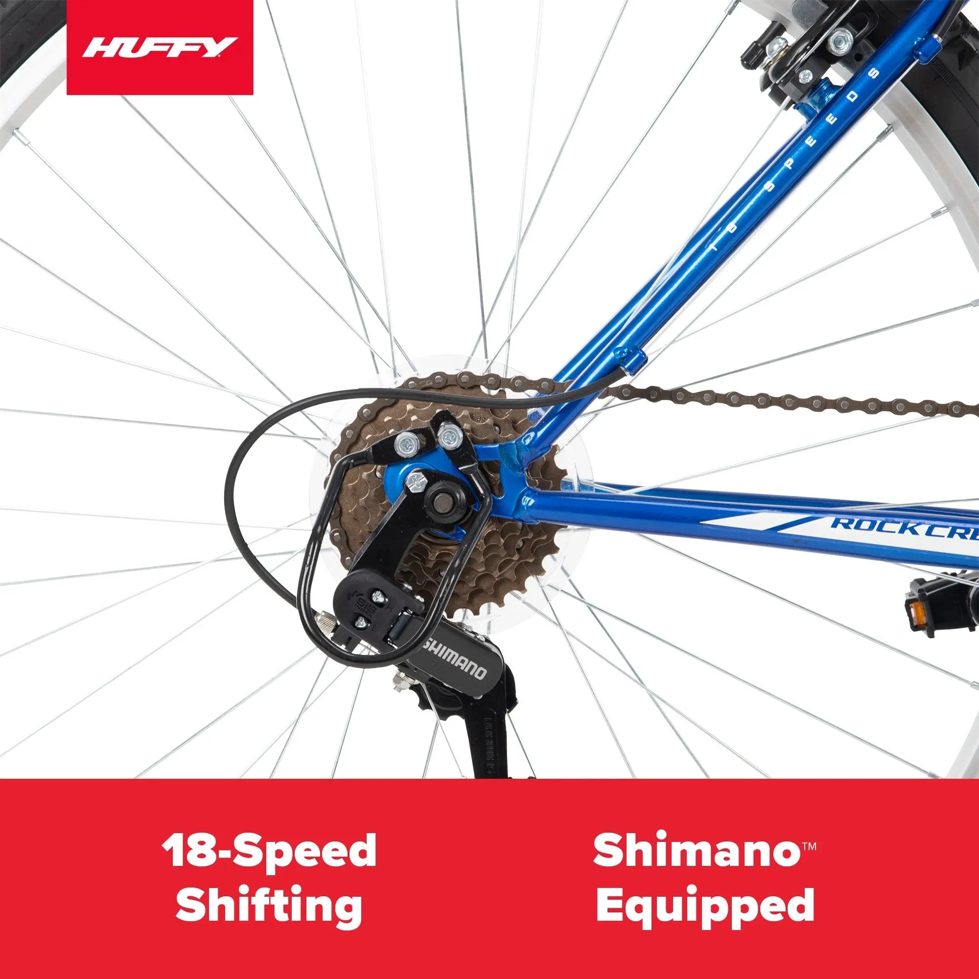 Huffy Rock Creek Mountain Bike, 26" Wheels, 18-Speeds, Ages 13  Years, Blue
