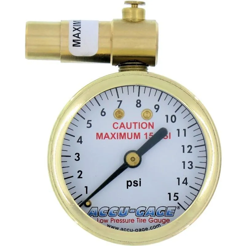 Meiser Accu-Gage PR15BX Presta Pressure Gauge 1-15psi for Fat Bike