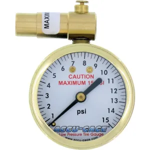 Meiser Accu-Gage PR15BX Presta Pressure Gauge 1-15psi for Fat Bike