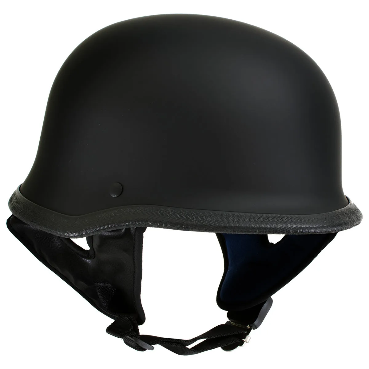 Outlaw T-75 'The Hanz' German Style Flat Black Advanced Motorcycle Half Helmet
