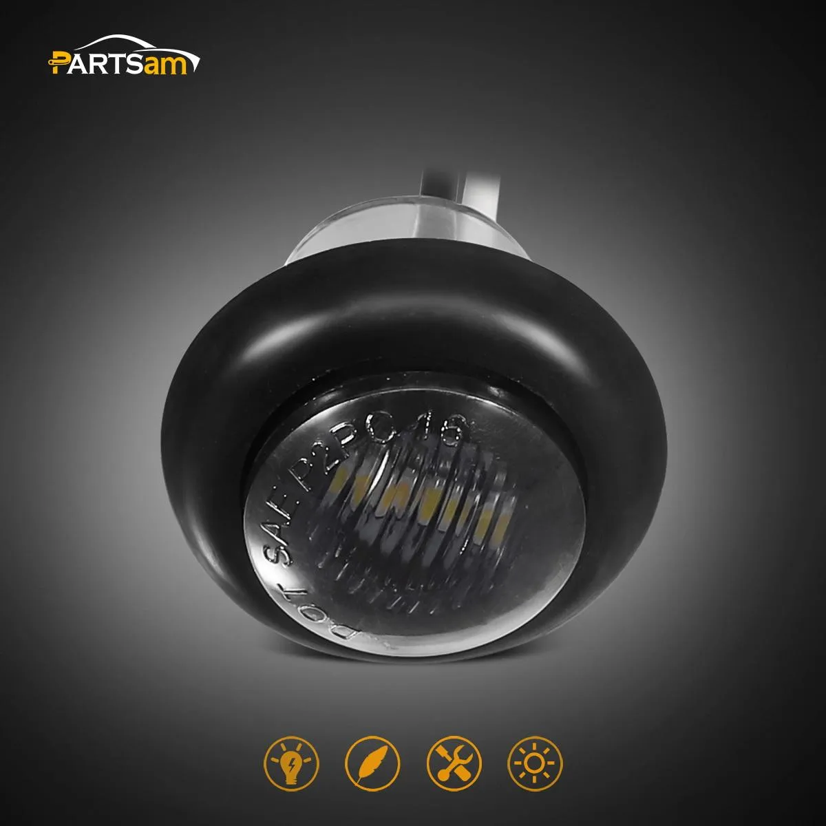 Partsam 10Pcs 3/4 Inch Mini White LED Side Marker Clearance Lights Smoke Black Lens Flush Grommet Mount Submersible Truck Boat Trailer Pickup 3/4 Inch Led Marker Lights Lamps Indicators Sealed