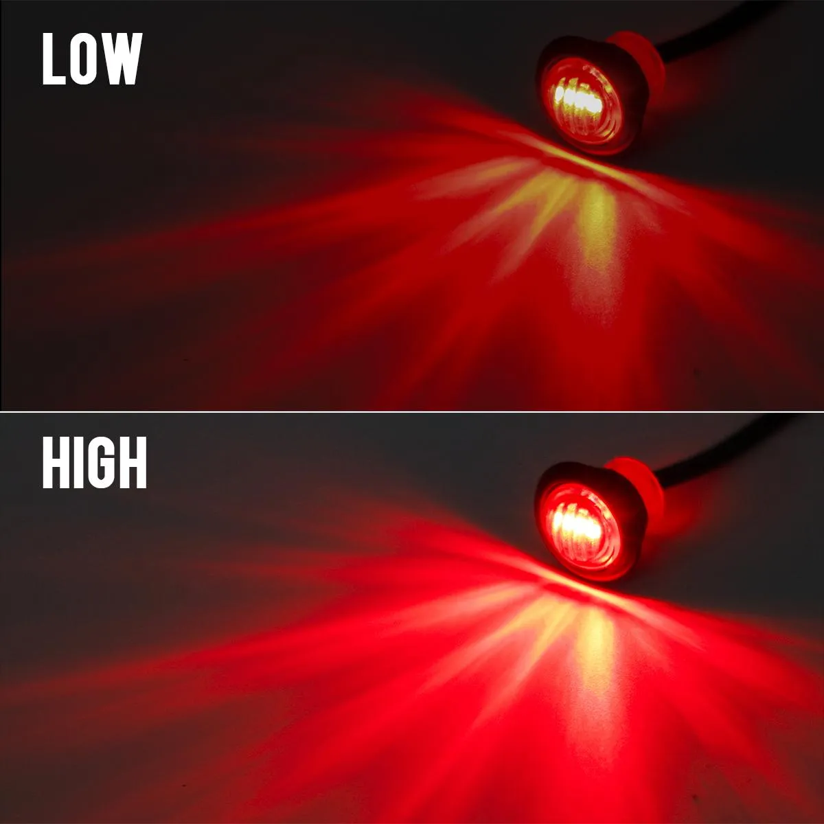 Partsam 20 x 3/4inch Round Led Light Trailer Boat Marker Clearance High Low 3SMD Clear Lens, 3/4inch round LED combination turn signal running lamp fender lights 3-WIRE assembly Taillights(10Red 10Amber)