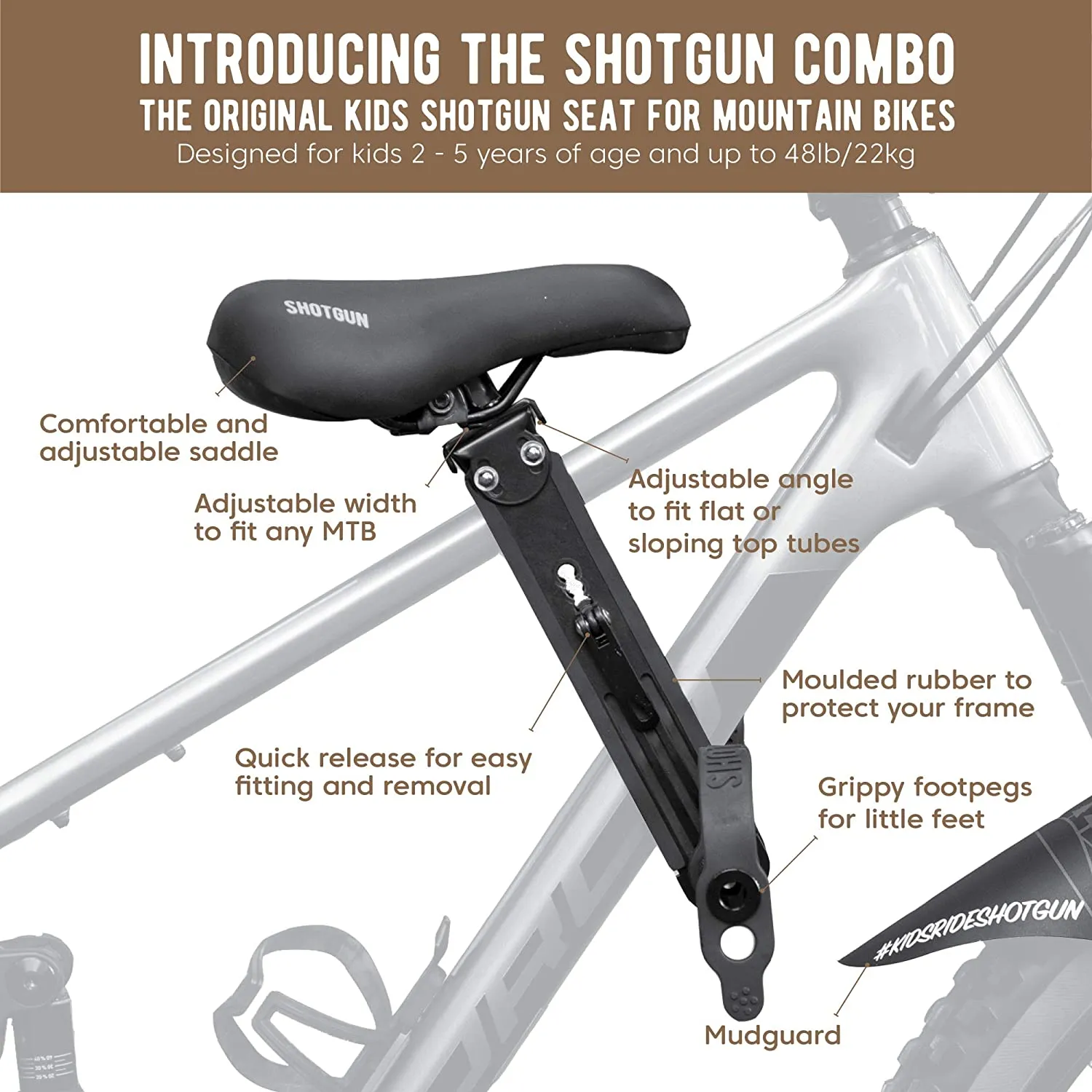 Shotgun Child Bike Seat   Handlebars Combo