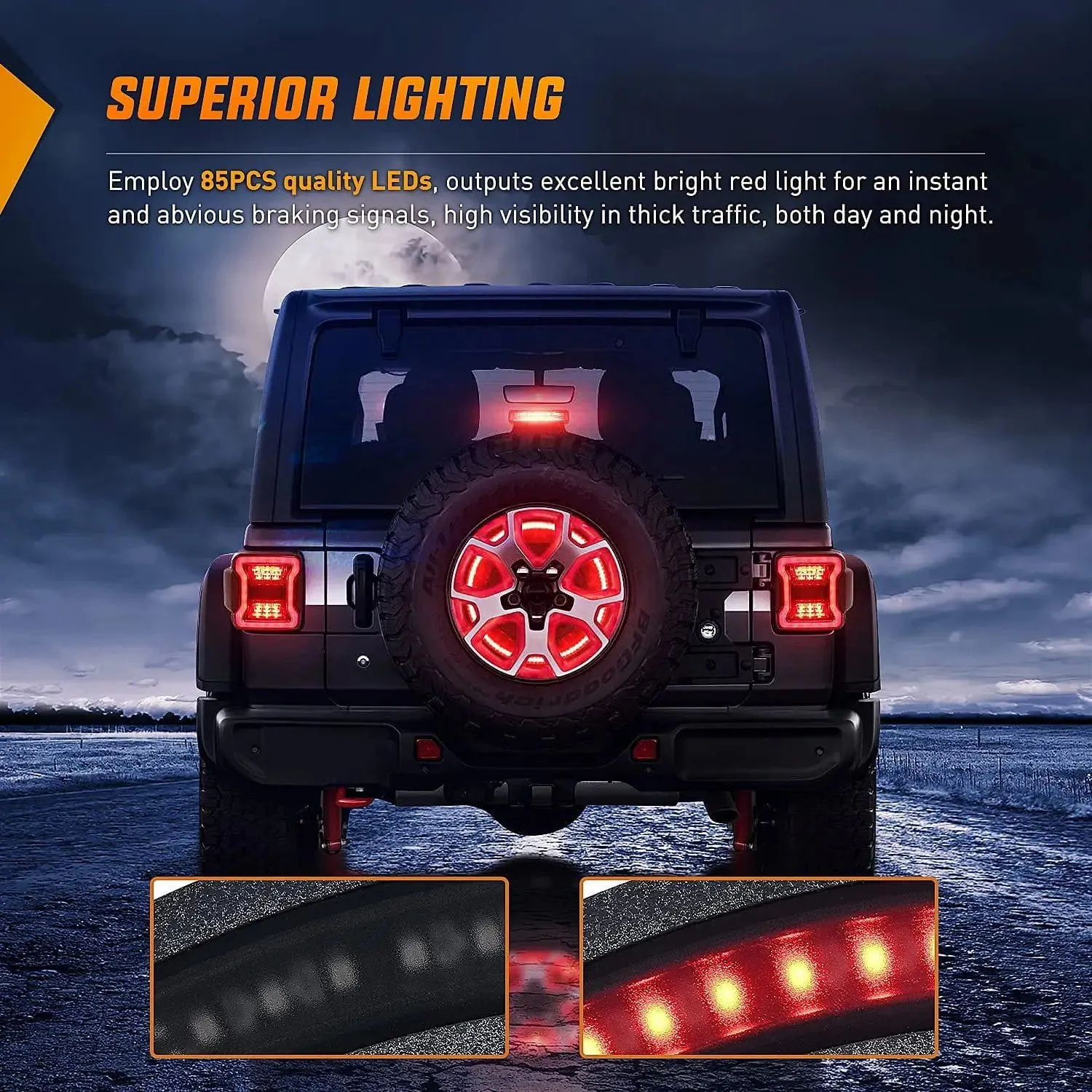 Spare Tire Brake Light For 2018-2021 Jeep Wrangler JK JKU JL JLU