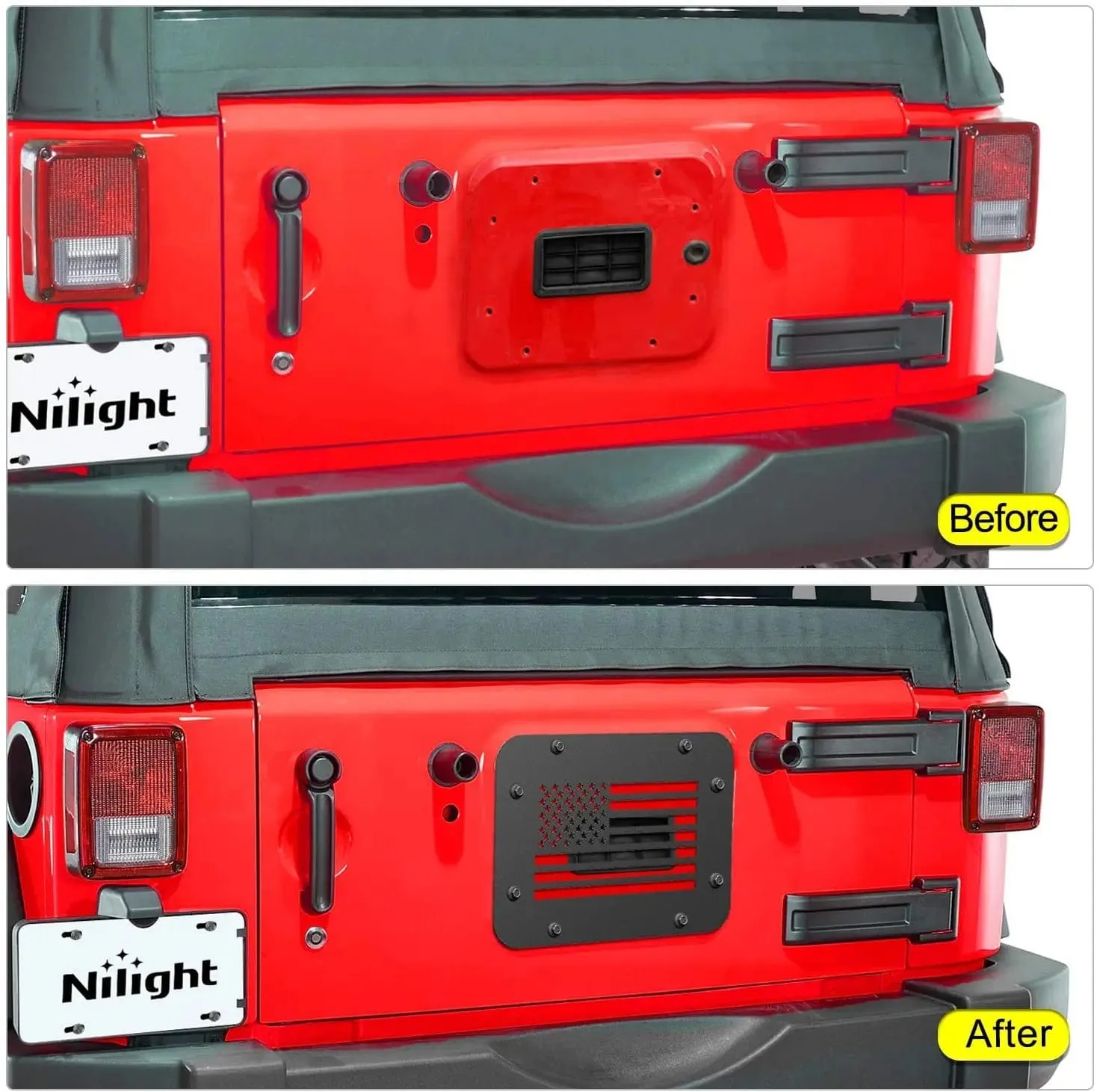 Spare Tire Carrier Delete Filler Plate For 2007-2017 Wrangler JK & Unlimited