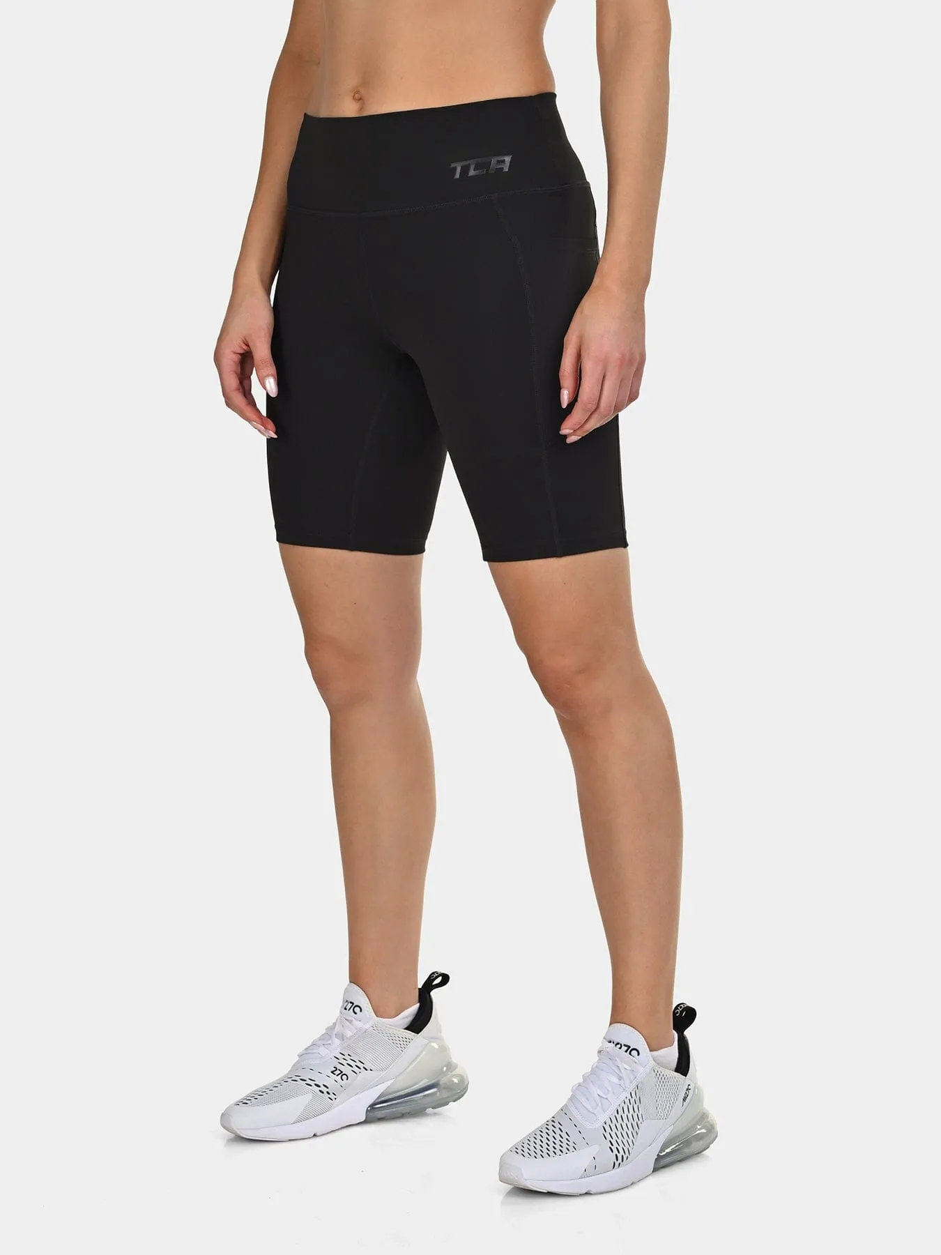 TCA Women's High Waisted Yoga Shorts Tummy Control Buttery Soft Biker Shorts with 2 Open Side Pockets for Running, Gym, and Workout