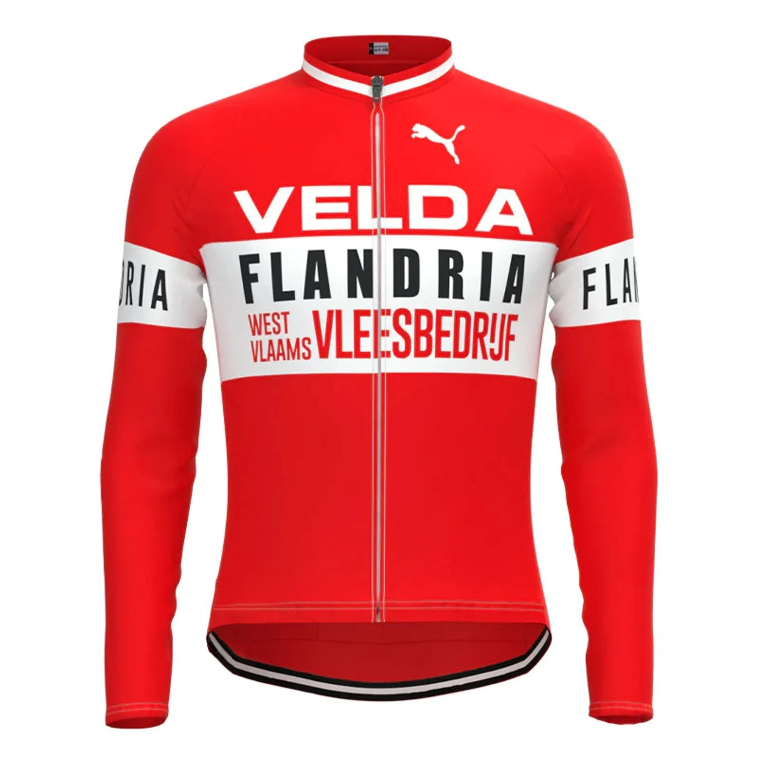 VELDA Flandria Red Long Sleeve Cycling Jersey Matching Set