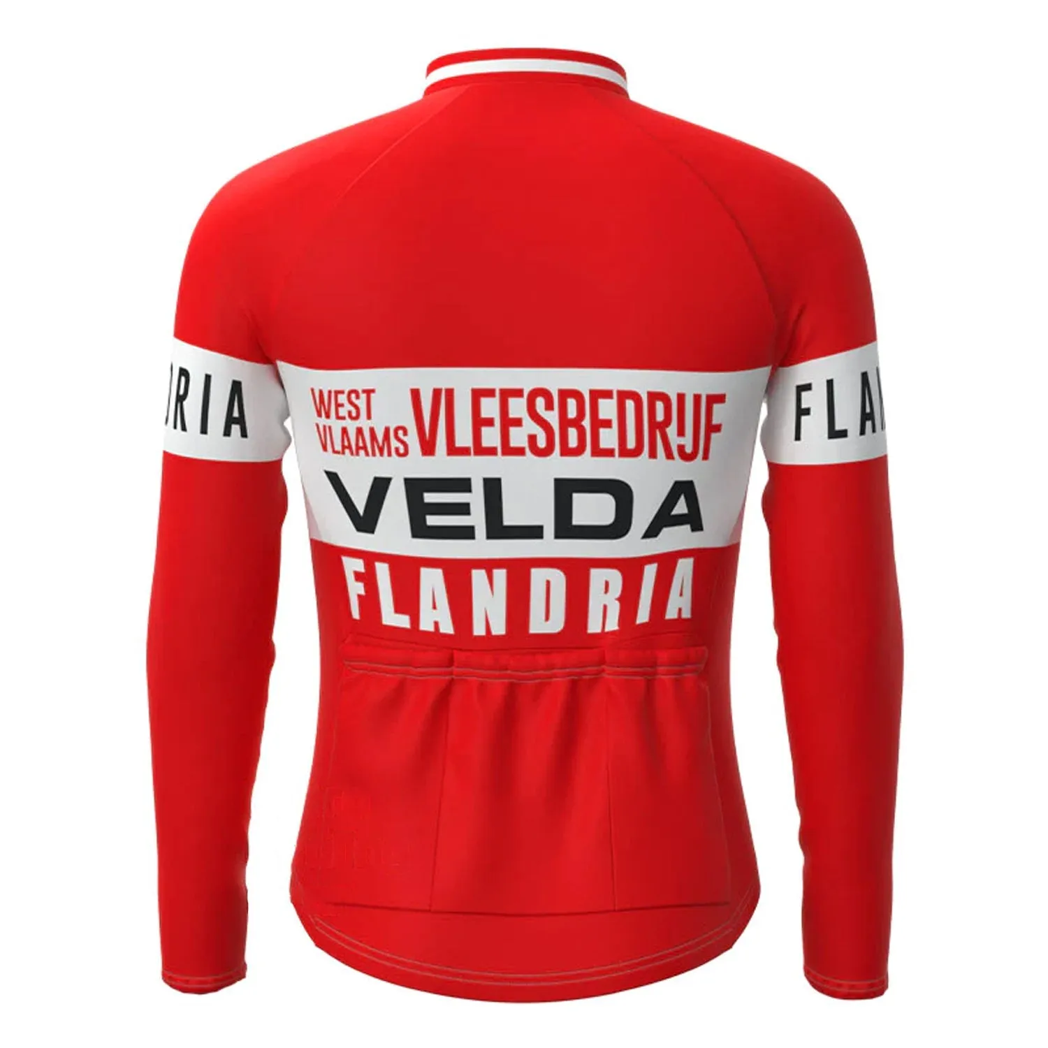 VELDA Flandria Red Long Sleeve Cycling Jersey Matching Set