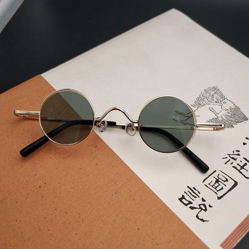 Yujo Unisex Acetate Alloy Small Round Sunglasses Y050